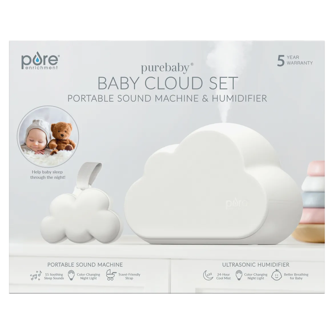 Baby Cloud Set Portable Sound Machine + Humidifier