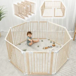 Baby Gate Playpen - Foldable with Child-Proof Lock