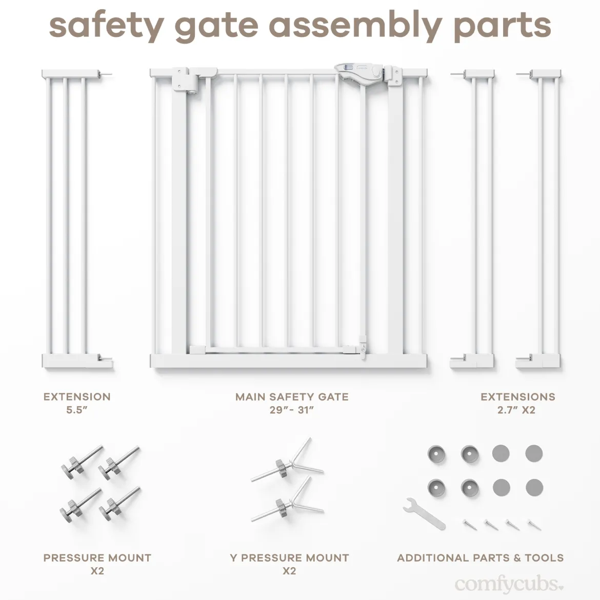 Baby Safety Gate with 3 Extensions