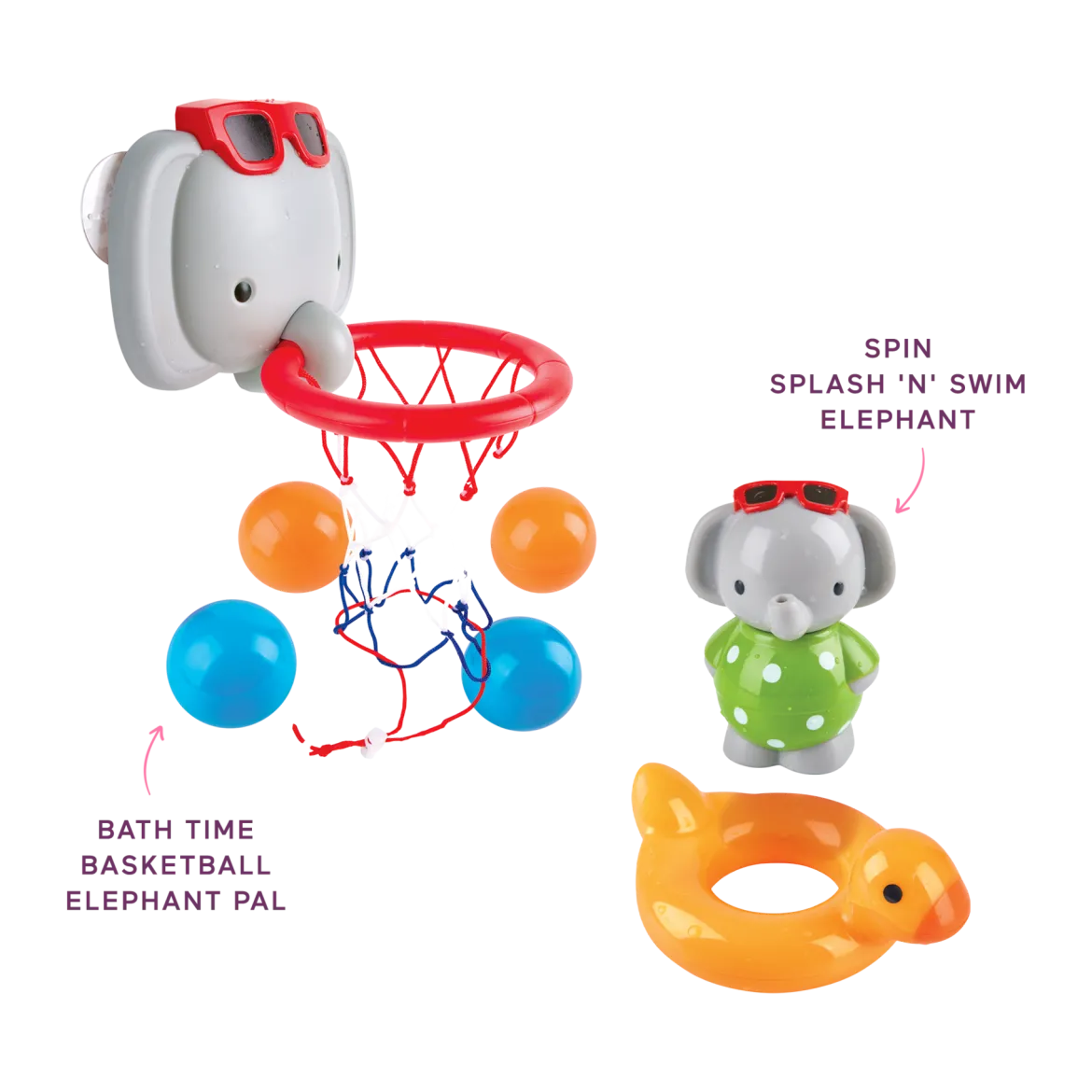 Bath Time Elephant Spin Splash 'n' Swim & Basketball Bundle