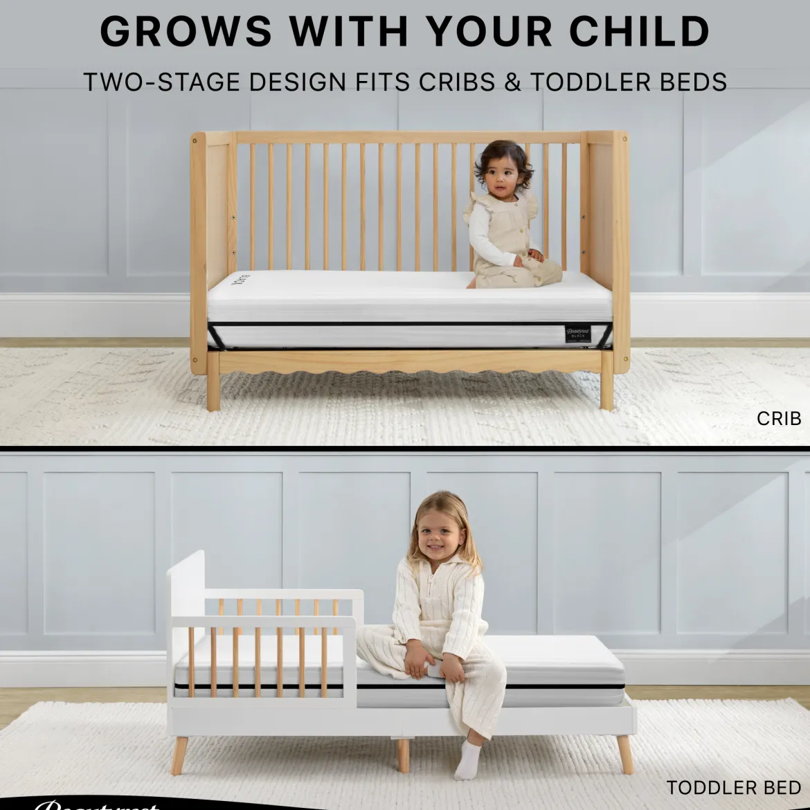 Beautyrest Black BreatheCool 2-Stage Crib and Toddler Mattress