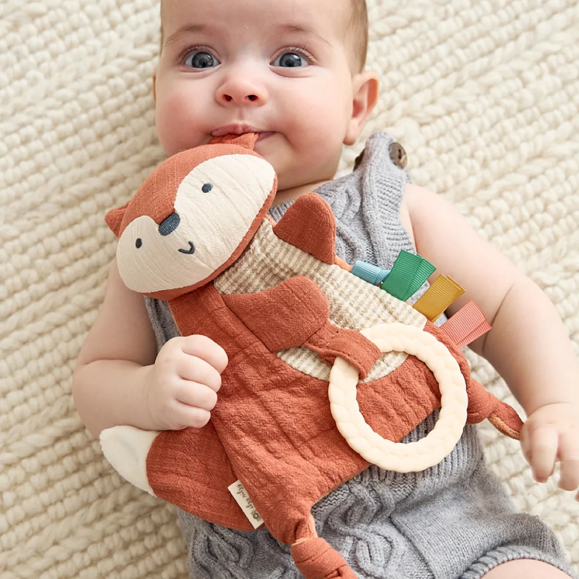 Bitzy Crinkle Sensory Crinkle Toy with Teether