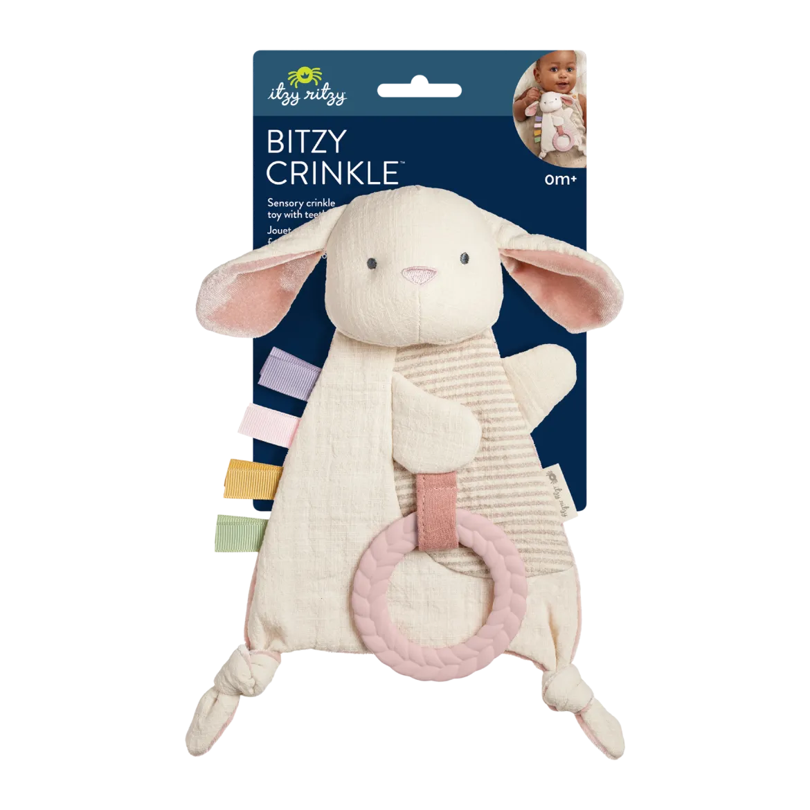 Bitzy Crinkle Sensory Crinkle Toy with Teether