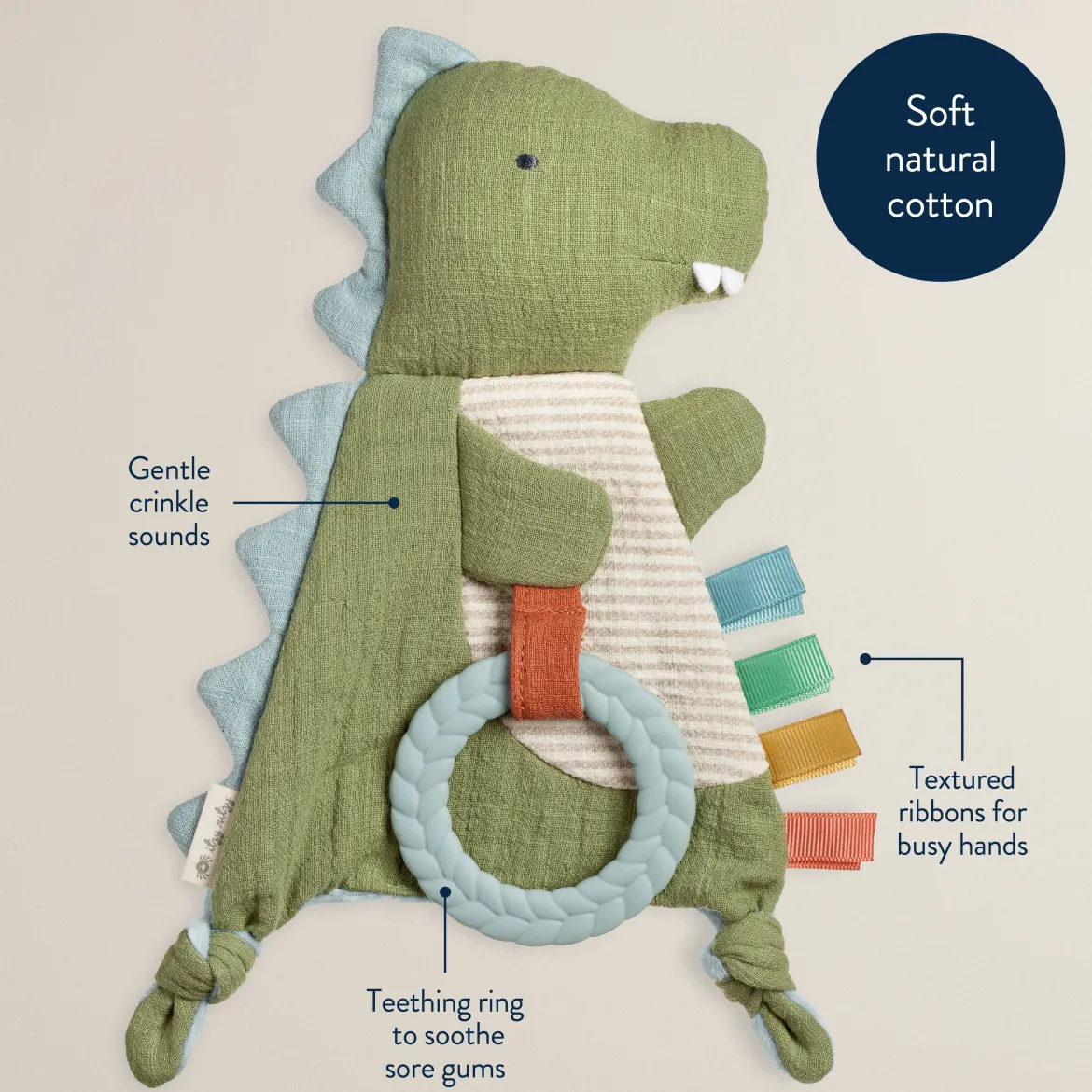 Bitzy Crinkle Sensory Crinkle Toy with Teether