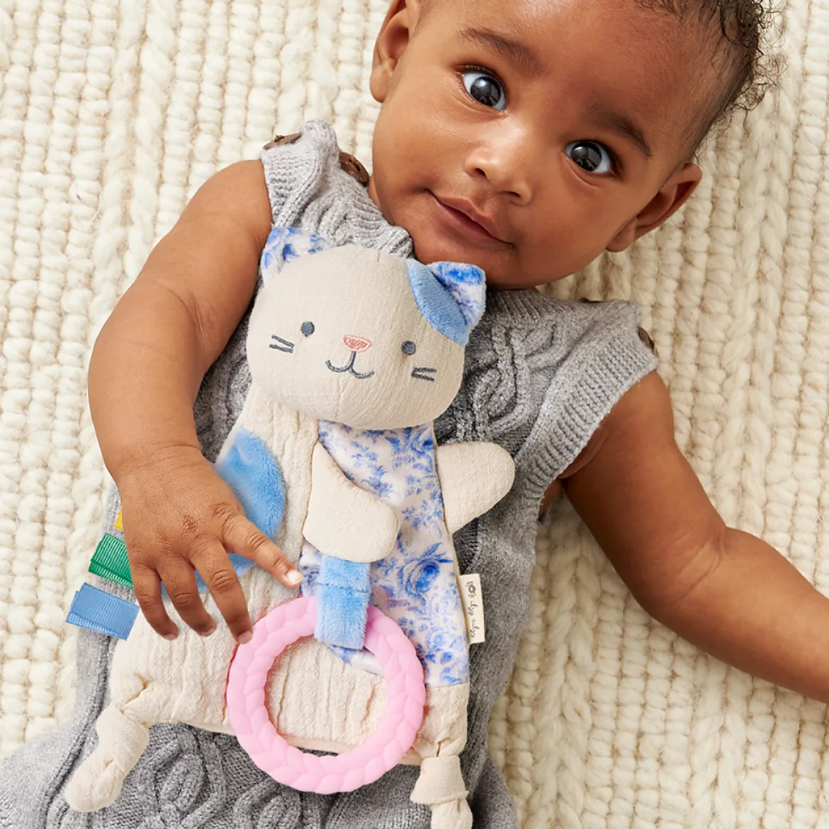 Bitzy Crinkle Sensory Crinkle Toy with Teether
