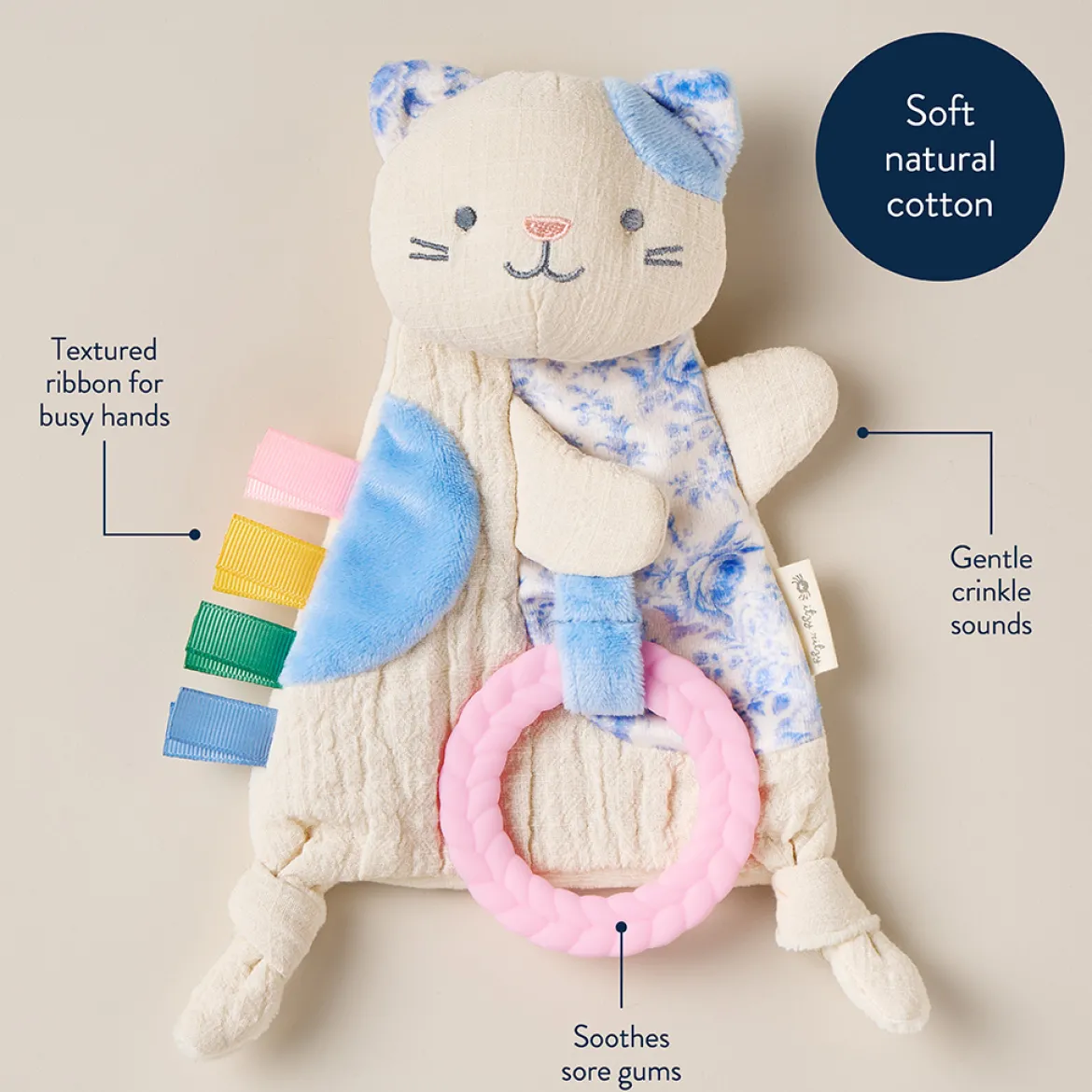 Bitzy Crinkle Sensory Crinkle Toy with Teether