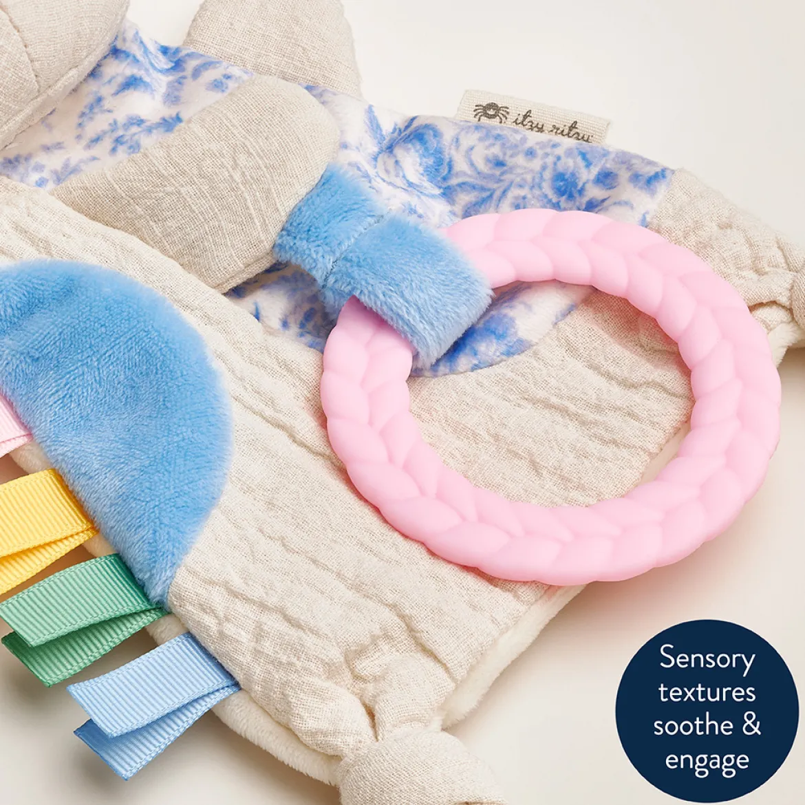 Bitzy Crinkle Sensory Crinkle Toy with Teether
