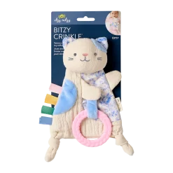 Bitzy Crinkle Sensory Crinkle Toy with Teether