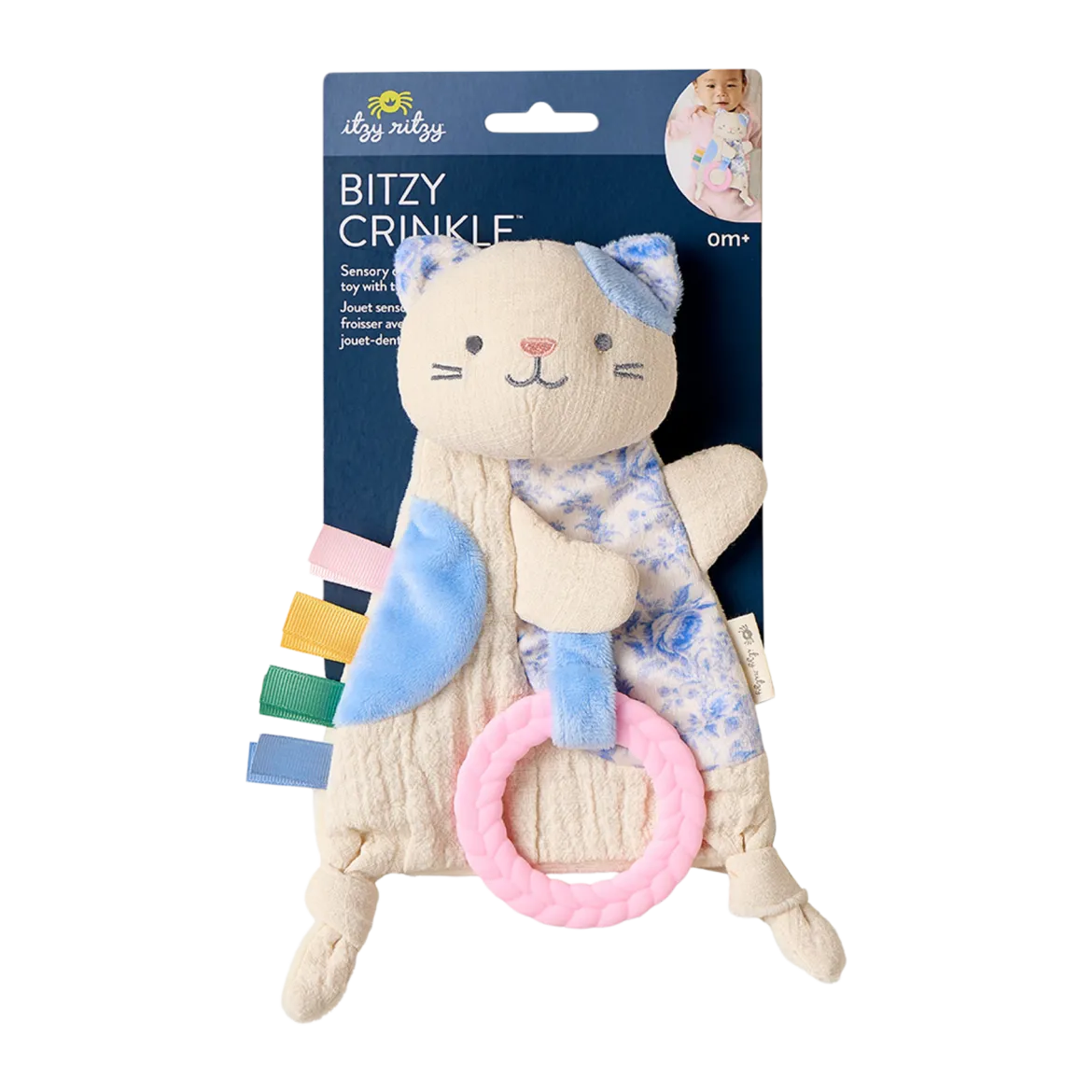 Bitzy Crinkle Sensory Crinkle Toy with Teether