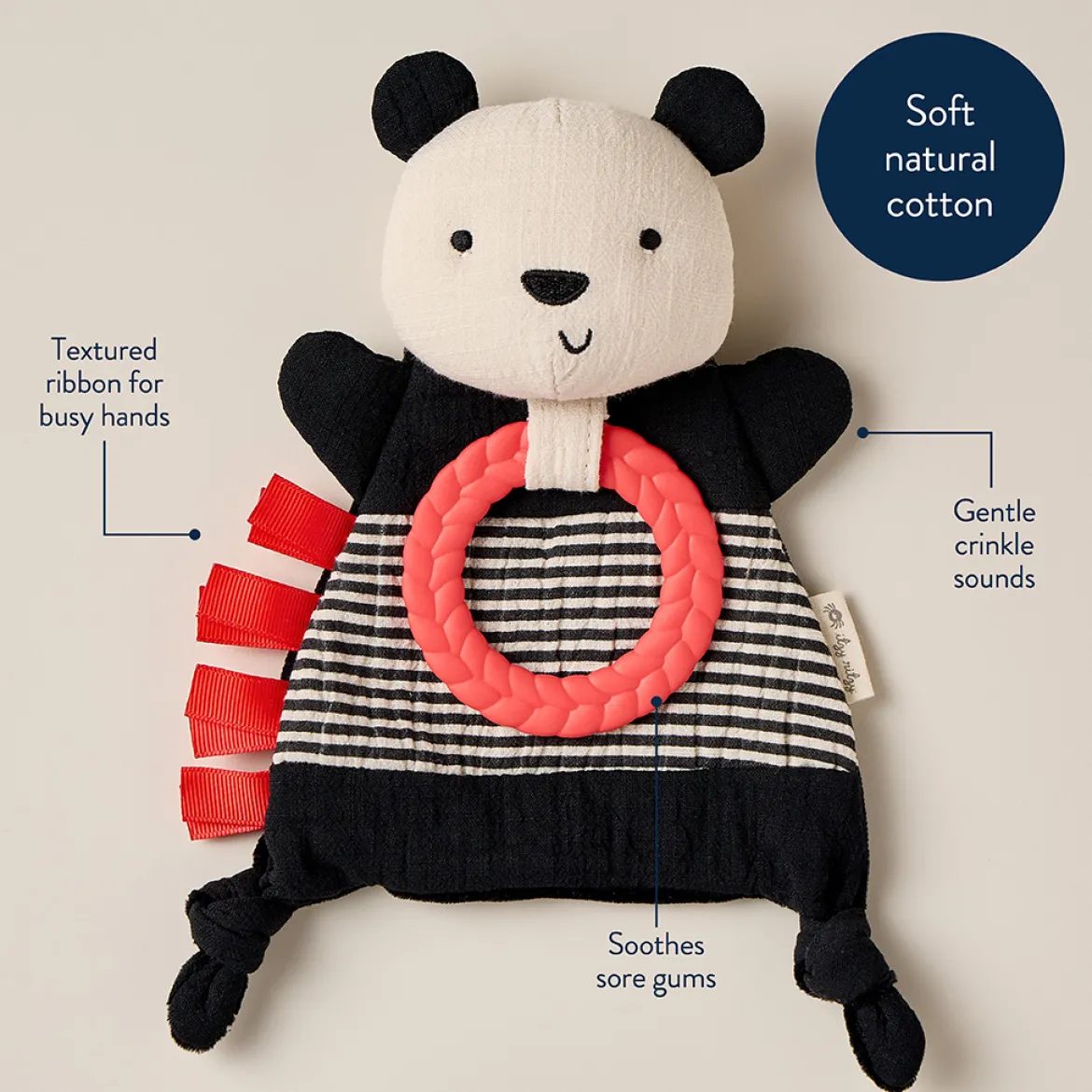 Bitzy Crinkle Sensory Crinkle Toy with Teether