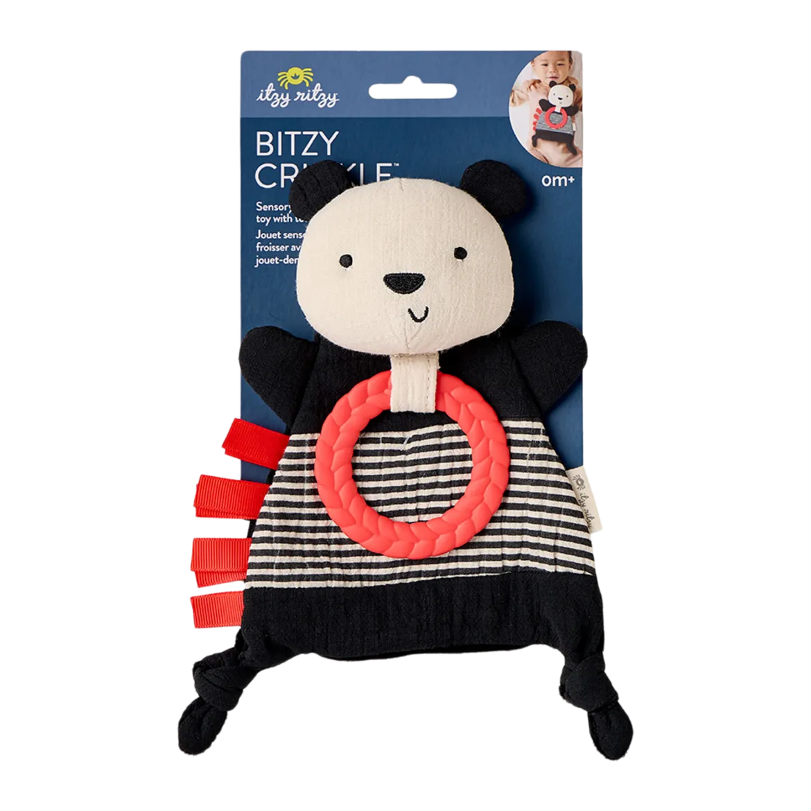 Bitzy Crinkle Sensory Crinkle Toy with Teether