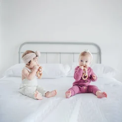 Bubble Silicone & Wood Teething Rattle