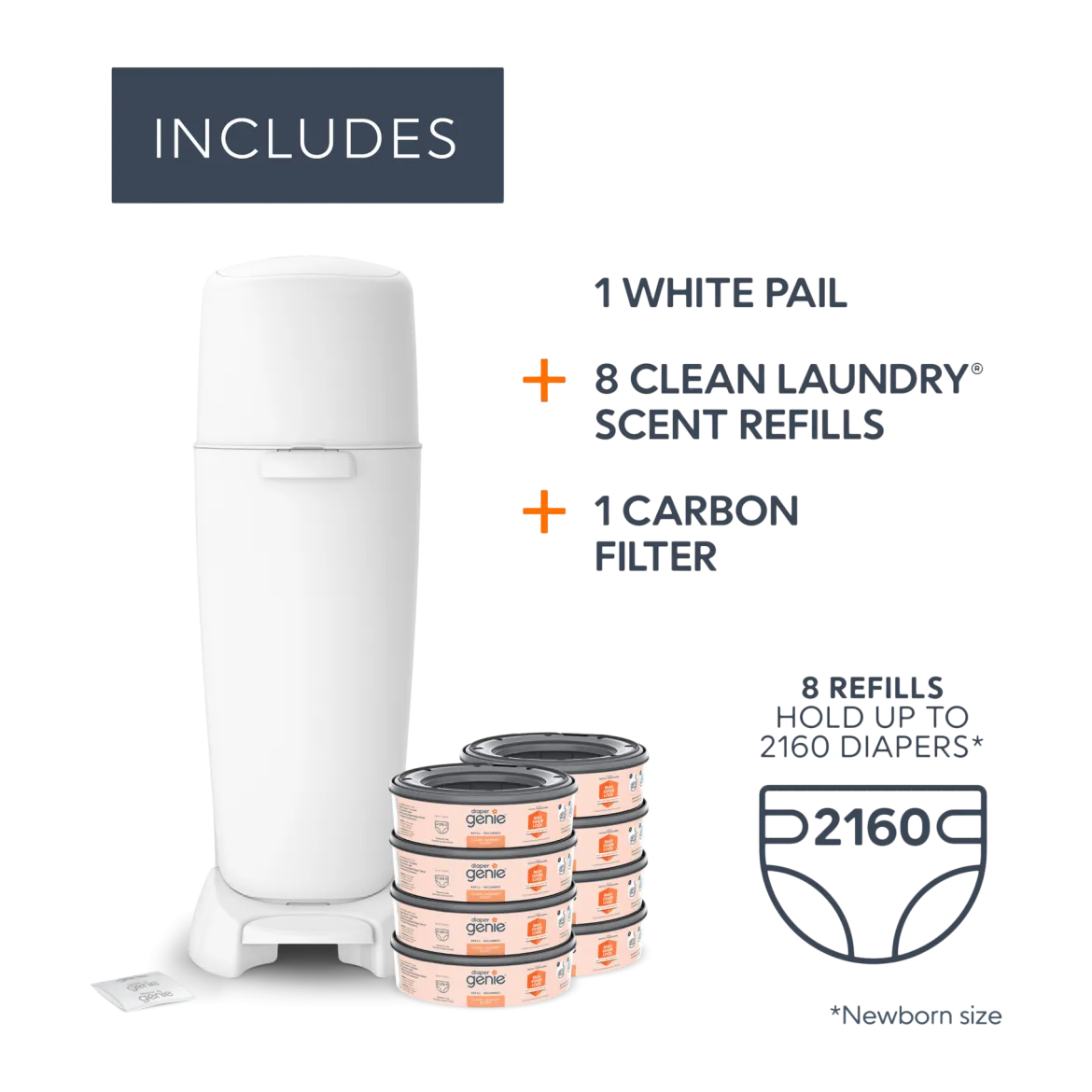 Complete Diaper Pail Registry Gift Set with 8 Refill Bags
