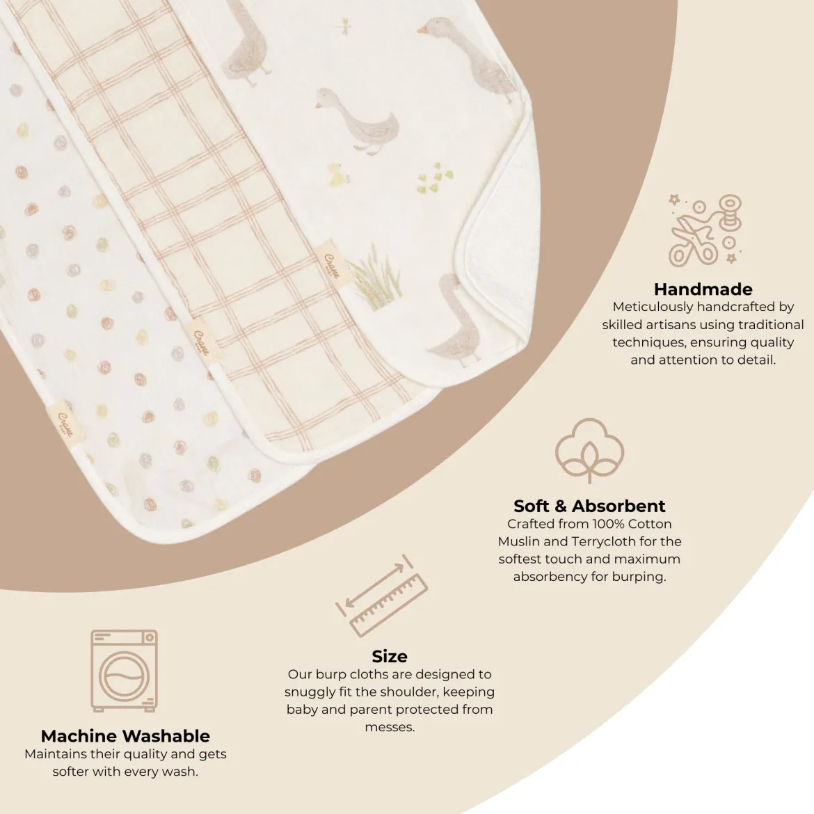 Cotton Muslin and Terry Burp Cloth Set (3 Pack)