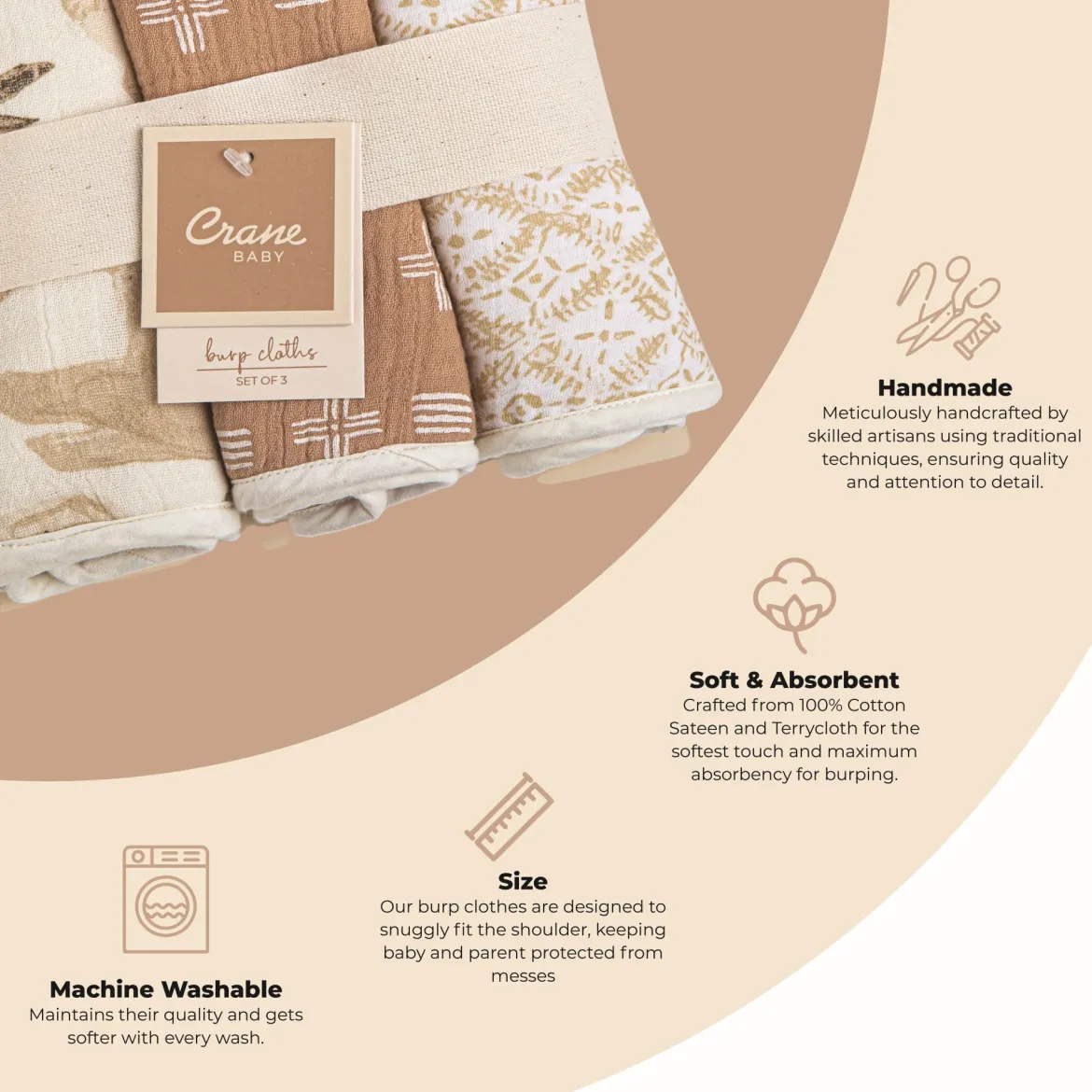 Cotton Muslin and Terry Burp Cloth Set (3 Pack)