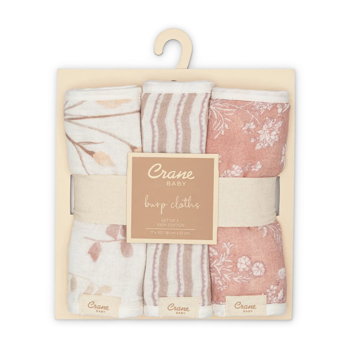 Cotton Muslin Baby Burp Cloth Set (3 Pack)