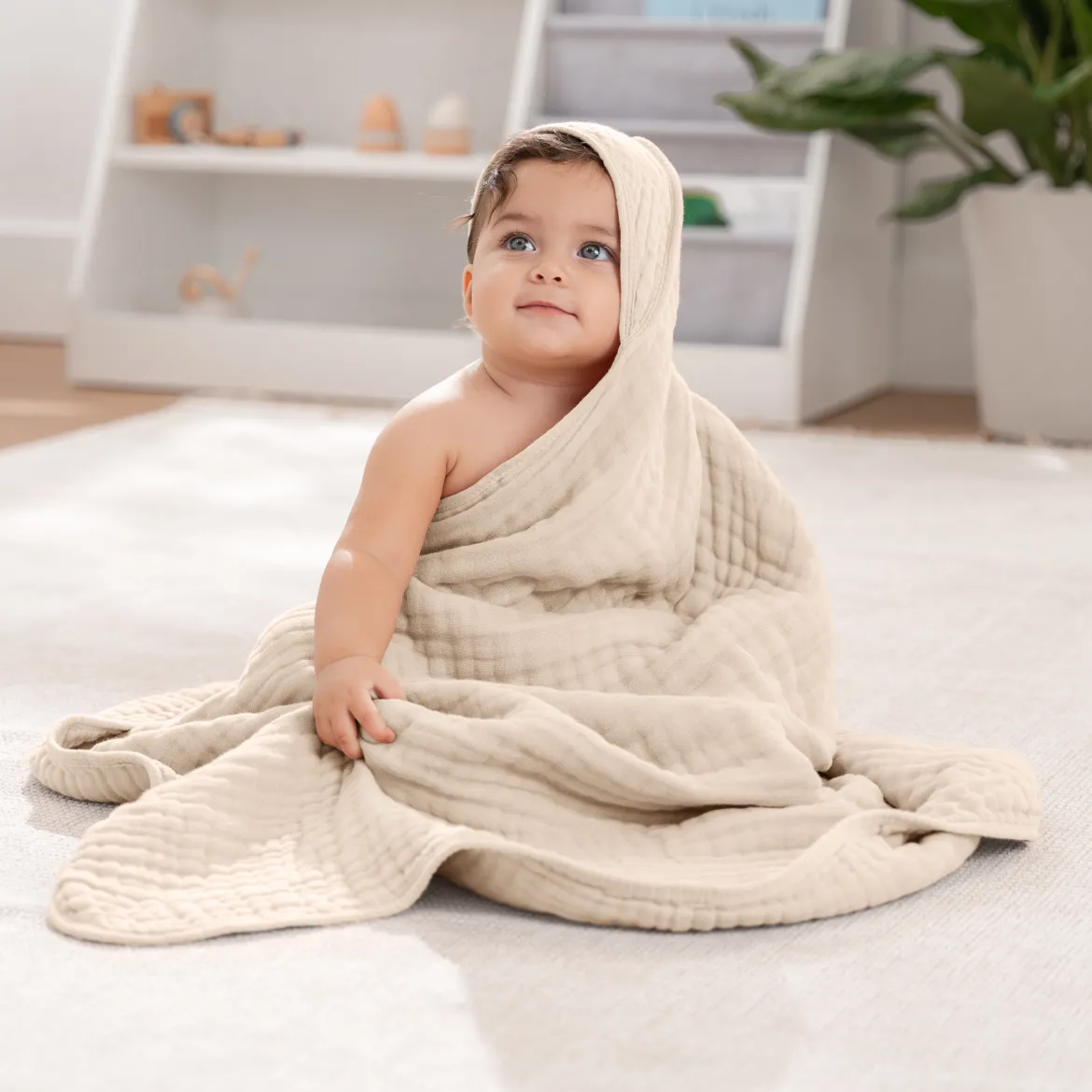 Cotton Muslin Hooded Baby Towel (2 Pack)