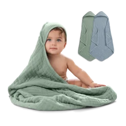 Cotton Muslin Hooded Baby Towel (2 Pack)