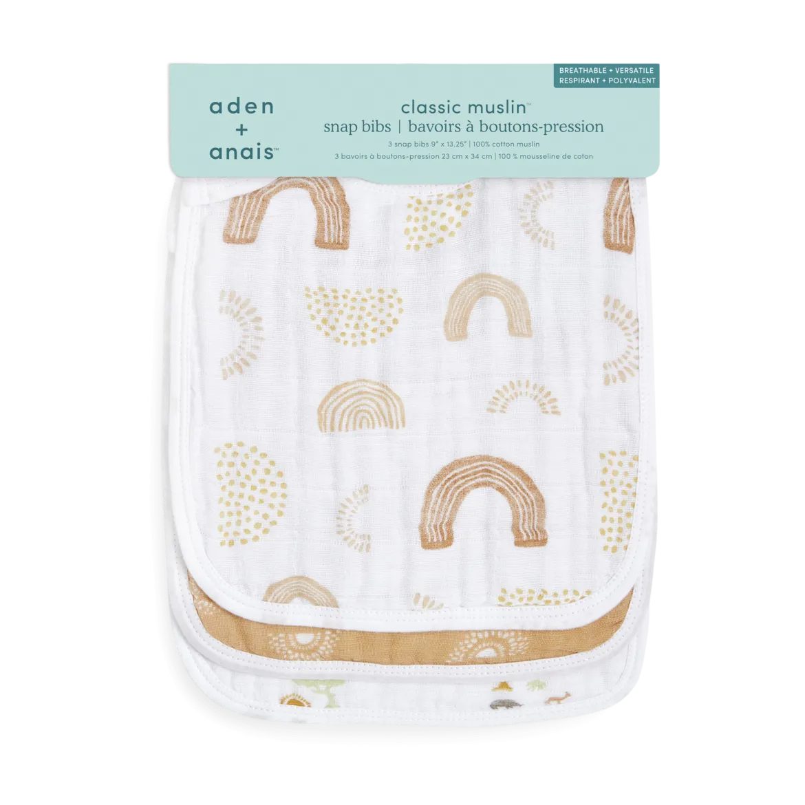 Cotton Muslin Snap Bibs (3 Pack)
