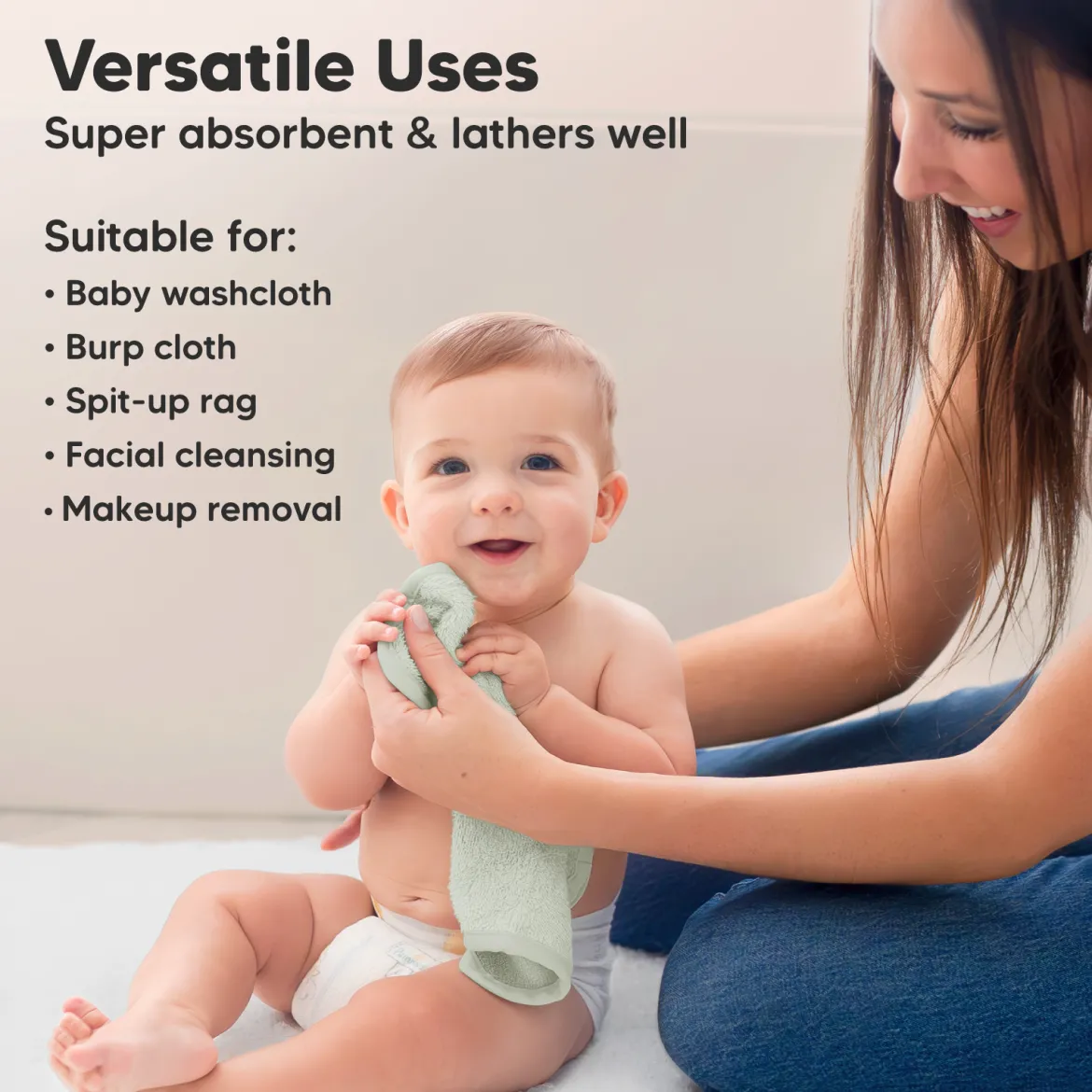 Deluxe Baby Bamboo Viscose Washcloths (6 Pack)