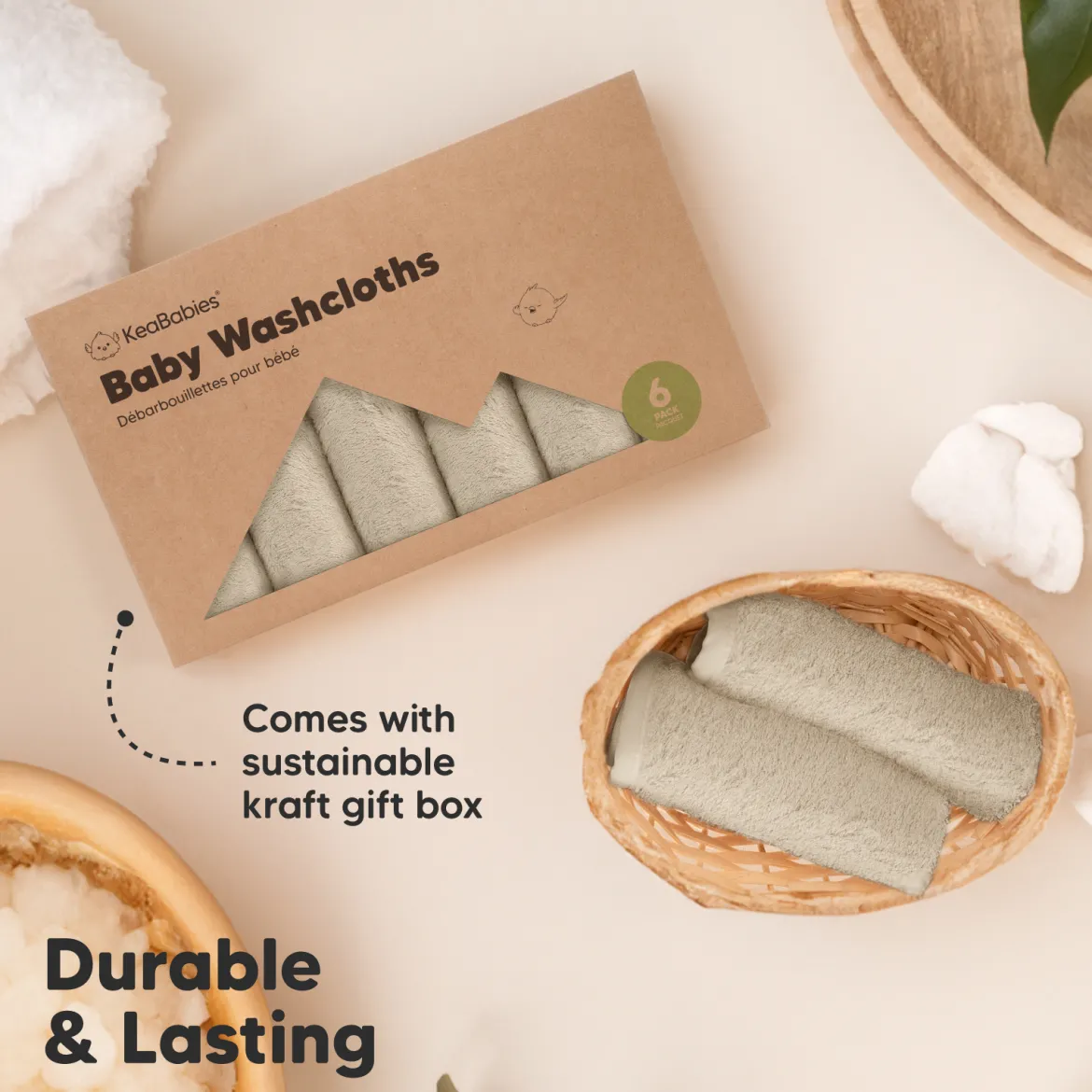 Deluxe Baby Bamboo Viscose Washcloths (6 Pack)