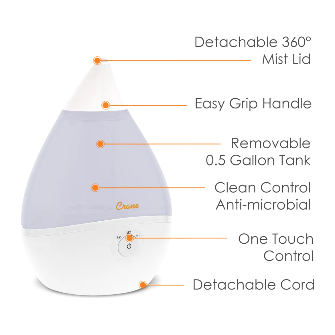 Droplet Ultrasonic Cool Mist Humidifier - 0.5 Gallon)