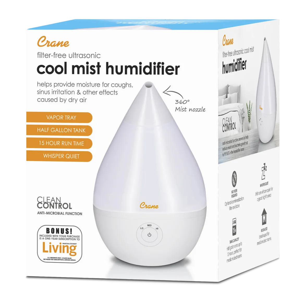 Droplet Ultrasonic Cool Mist Humidifier - 0.5 Gallon)