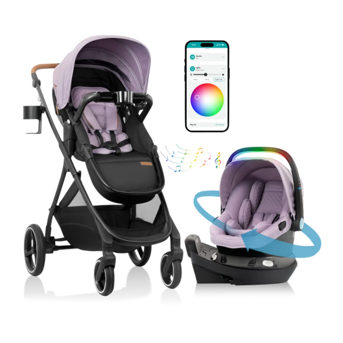 Evenflo Shyft Intuiti+ Travel System featuring Revolve180 LiteMax NXT with SensorySoothe