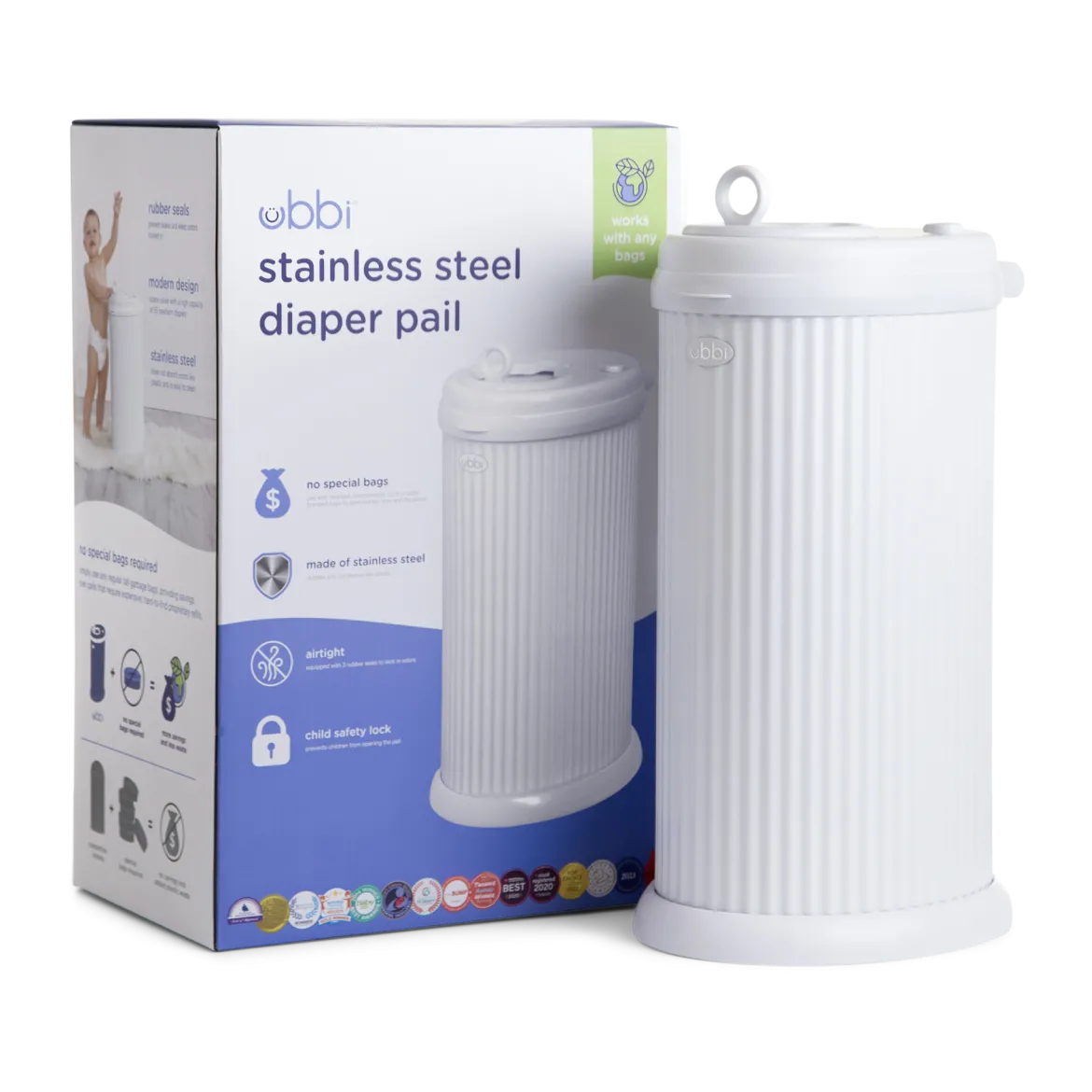 Fluted Stainless Steel Diaper Pail