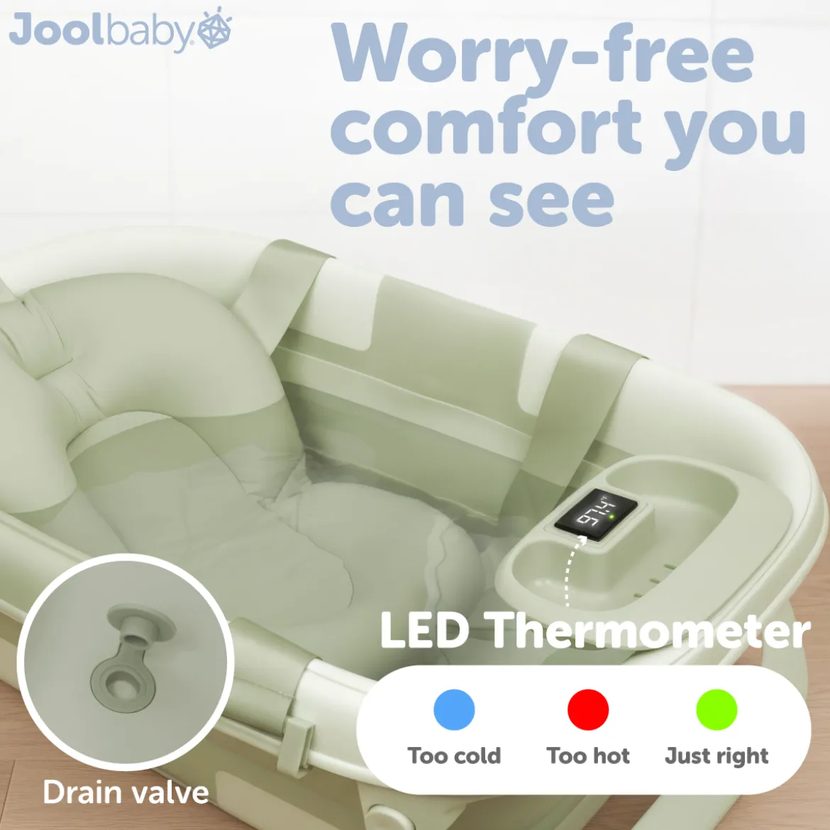 Fold ‘n Store Baby Bathtub With Built-in Thermometer