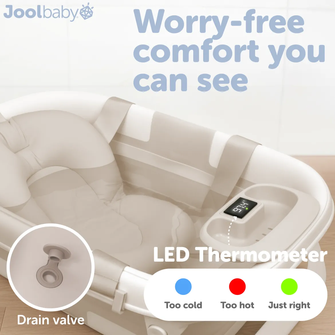 Fold ‘n Store Baby Bathtub With Built-in Thermometer