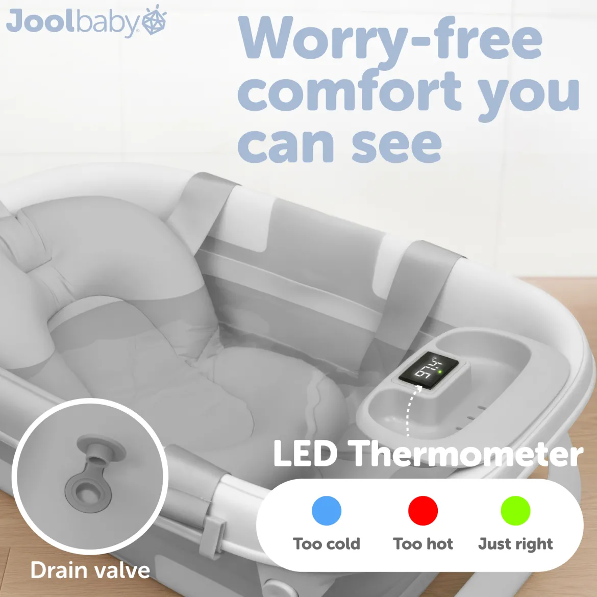 Fold ‘n Store Baby Bathtub With Built-in Thermometer