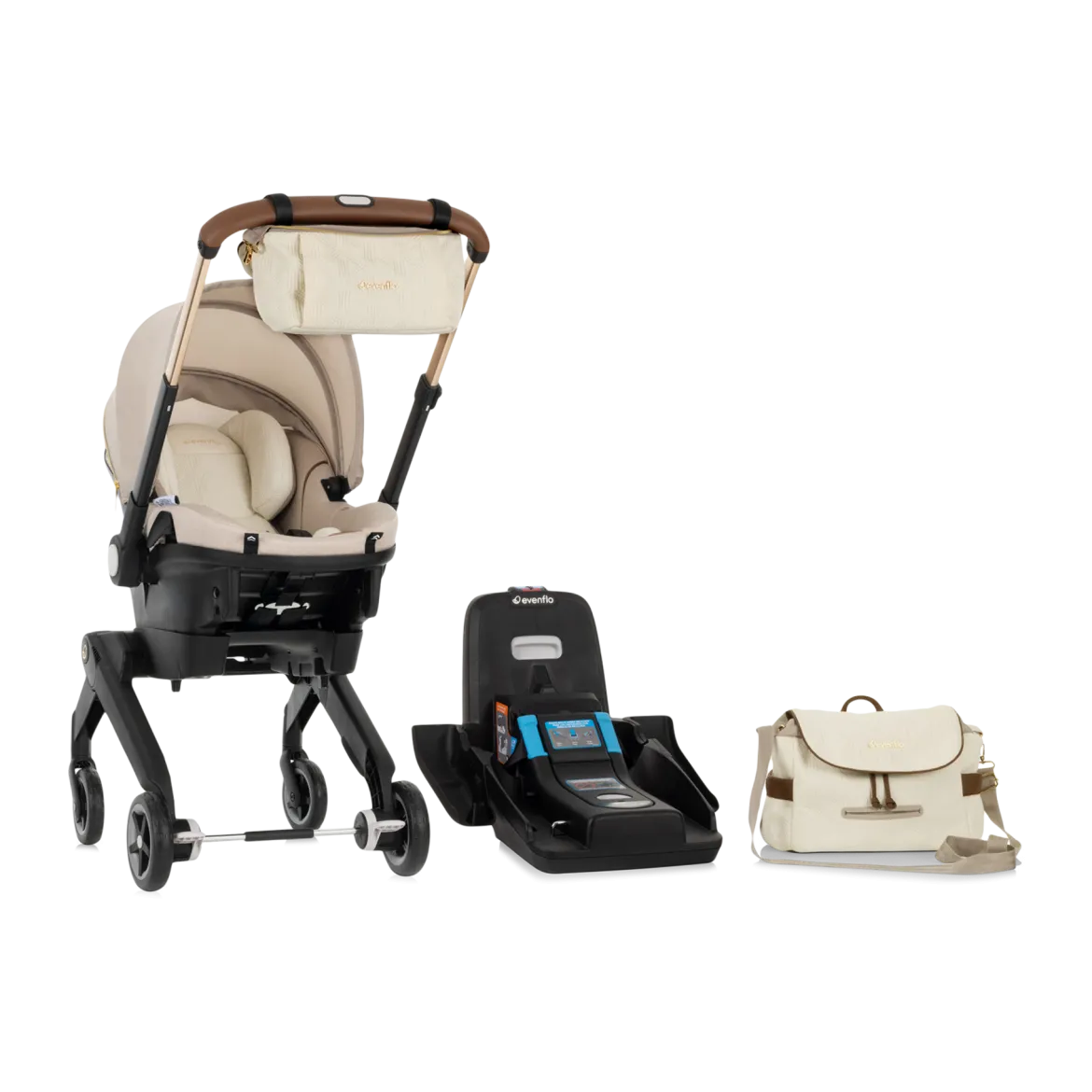 Gold Shyft DualRide Infant Car Seat Stroller Combo w Carryall Storage & Extended Canopy