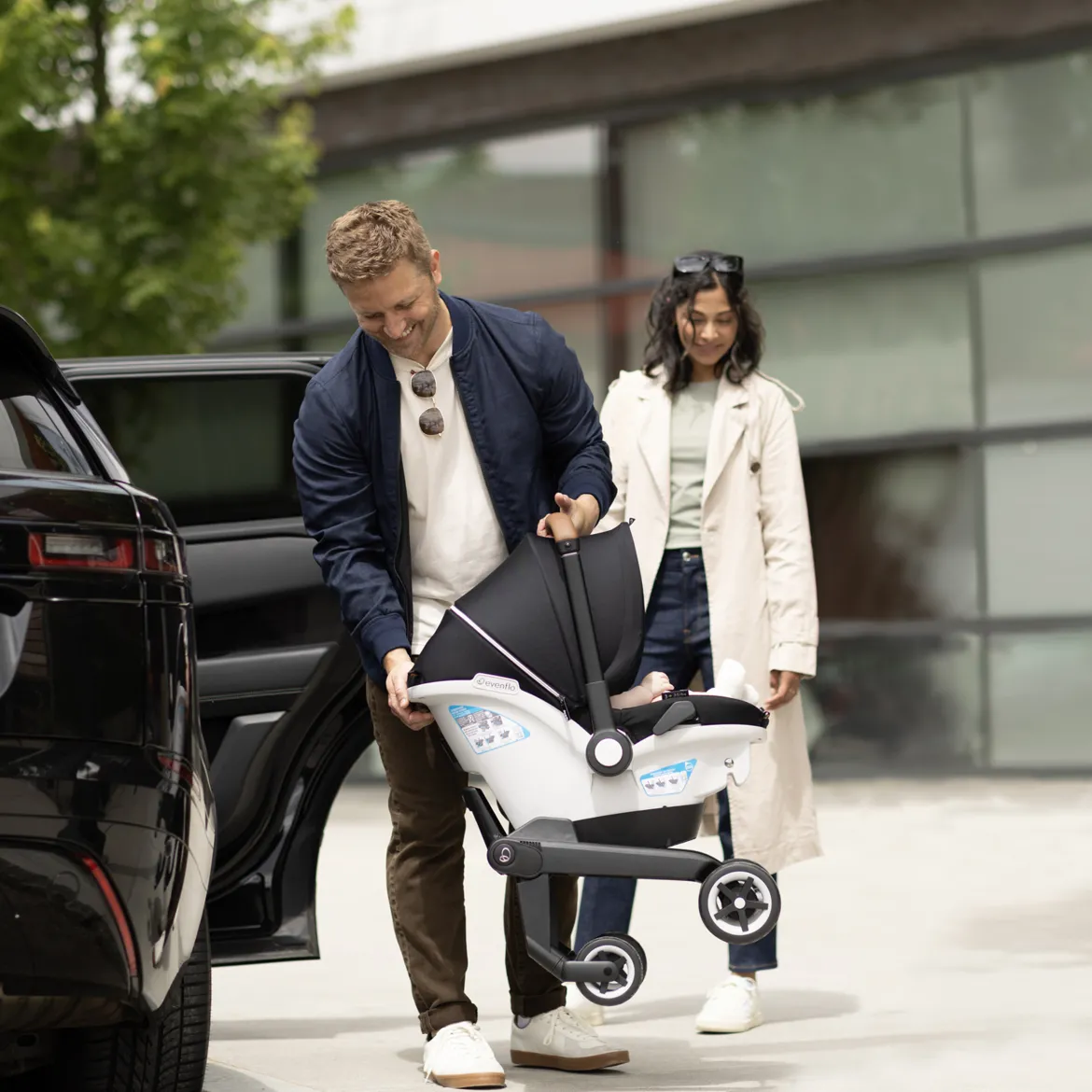 Gold Shyft DualRide Infant Car Seat Stroller Combo w Carryall Storage & Extended Canopy