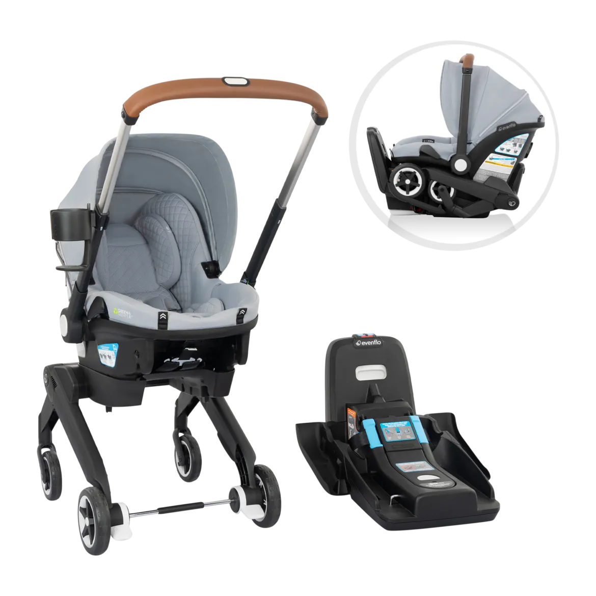 Gold Shyft DualRide Infant Car Seat Stroller Combo w Carryall Storage & Extended Canopy