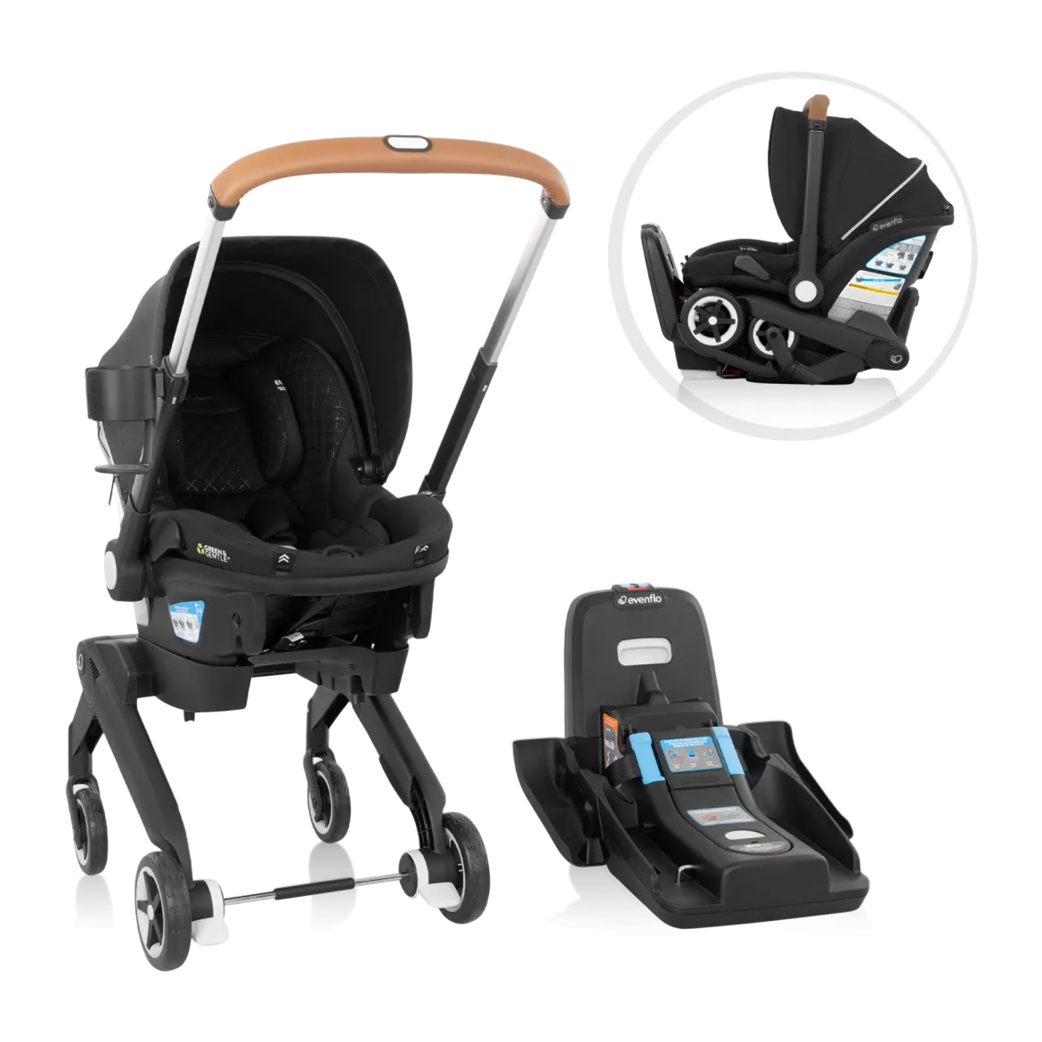 Gold Shyft DualRide Infant Car Seat Stroller Combo w Carryall Storage & Extended Canopy