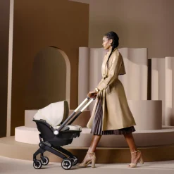 Gold Shyft DualRide Infant Car Seat Stroller Combo w Carryall Storage & Extended Canopy