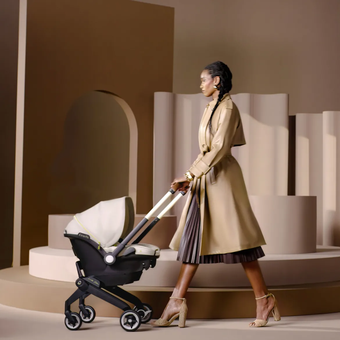 Gold Shyft DualRide Infant Car Seat Stroller Combo w Carryall Storage & Extended Canopy