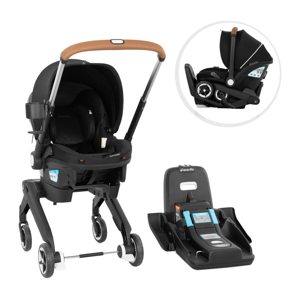 Gold Shyft DualRide Infant Car Seat Stroller Combo w Carryall Storage & Extended Canopy