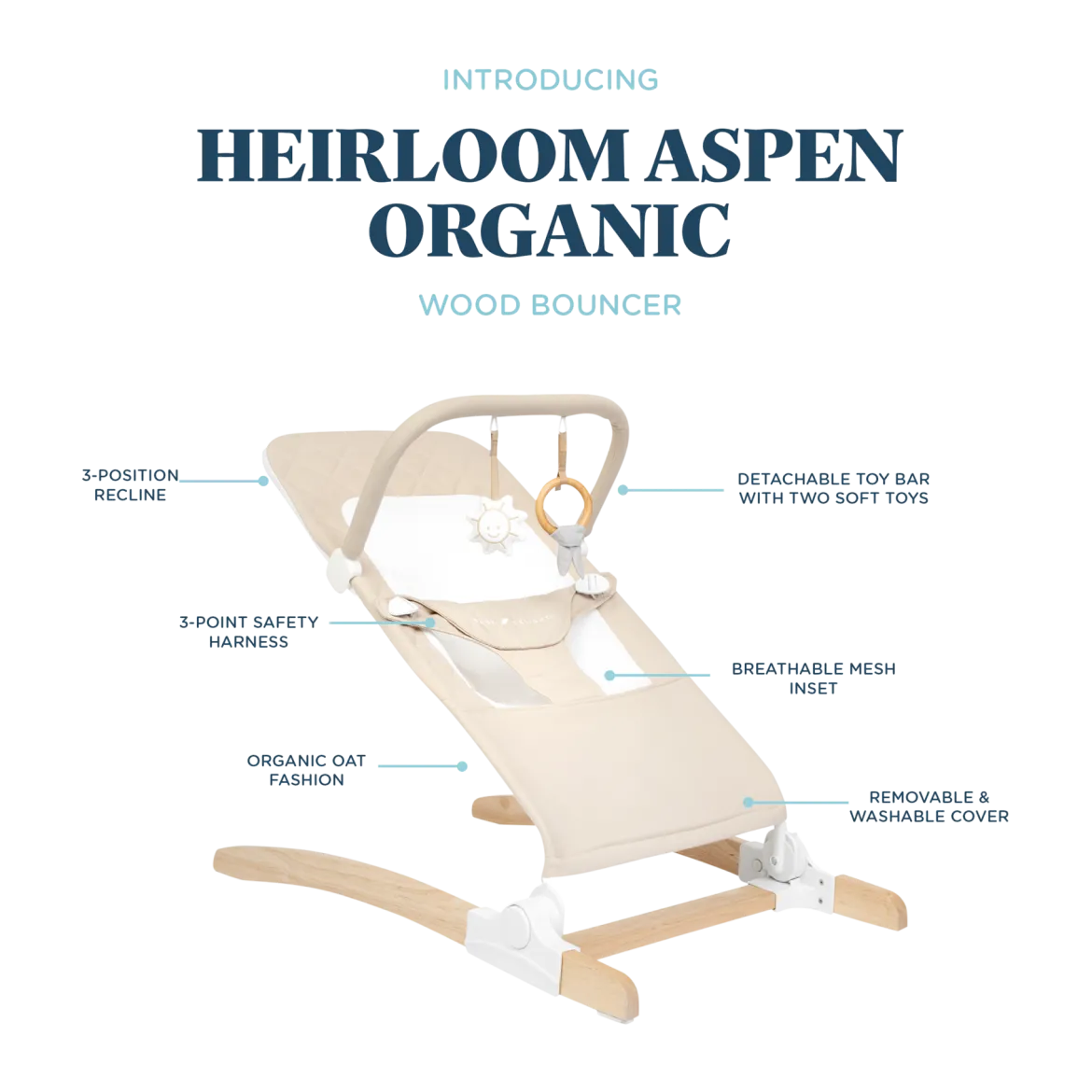 Heirloom Aspen Organic Wooden Bouncer