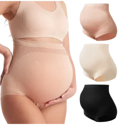 High-Waisted Pregnancy Seamless Soft Belly Support Panties (3 Pack)