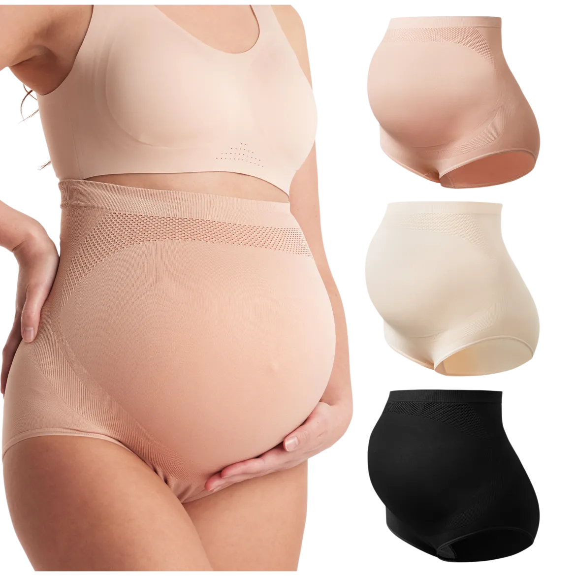 High-Waisted Pregnancy Seamless Soft Belly Support Panties (3 Pack)