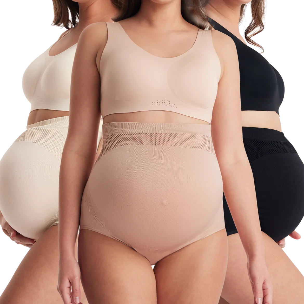 High-Waisted Pregnancy Seamless Soft Belly Support Panties (3 Pack)