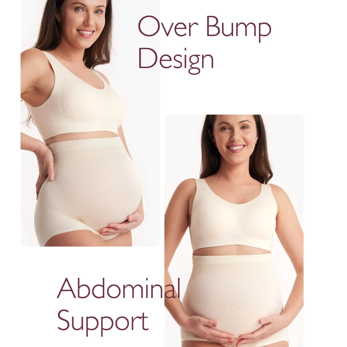 High-Waisted Pregnancy Seamless Soft Belly Support Panties (3 Pack)