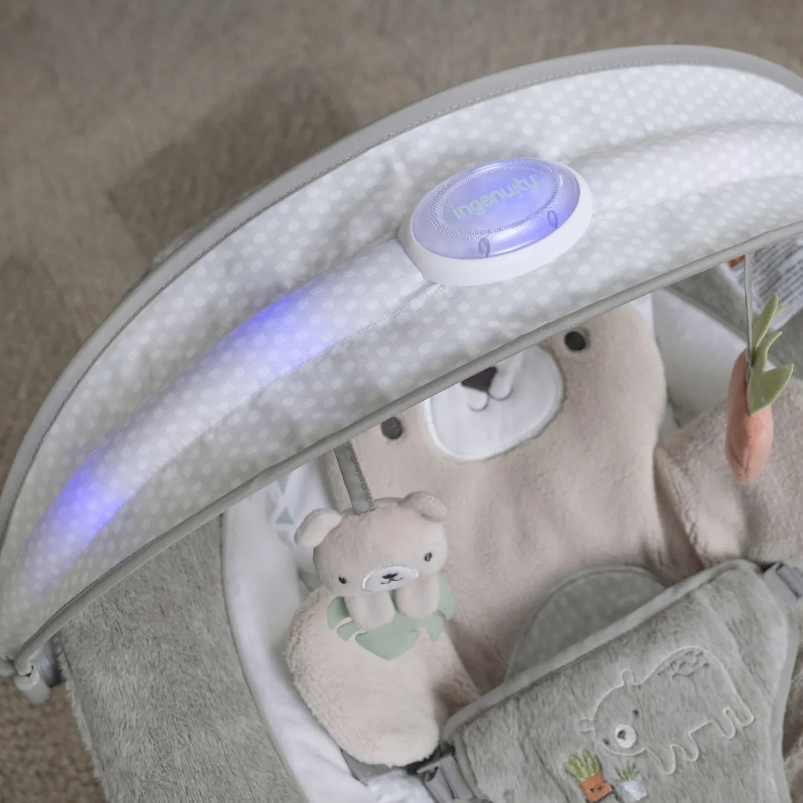 InLighten Baby Bouncer Seat with Light Up Toy Bar