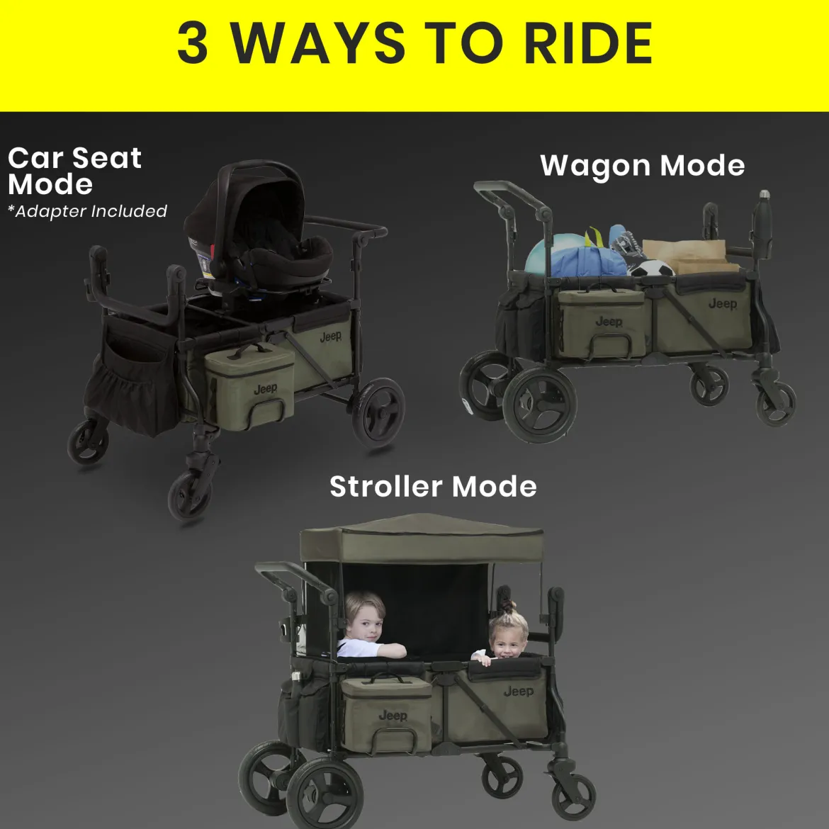 Jeep Deluxe Wrangler Wagon Stroller with Cooler Bag & Parent Organizer