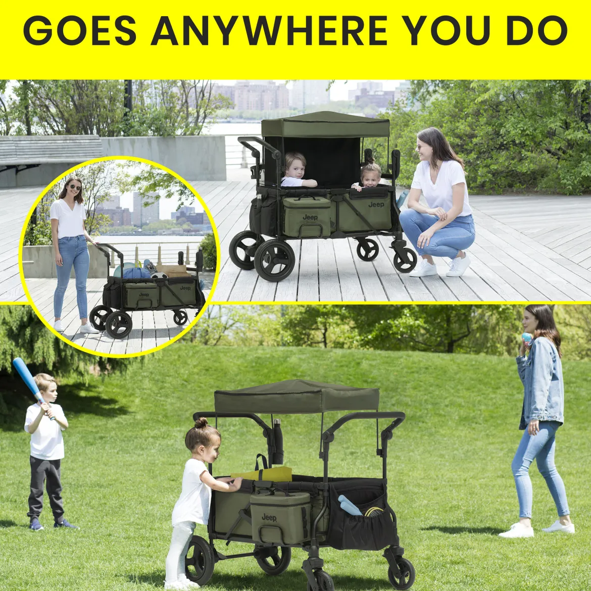 Jeep Deluxe Wrangler Wagon Stroller with Cooler Bag & Parent Organizer