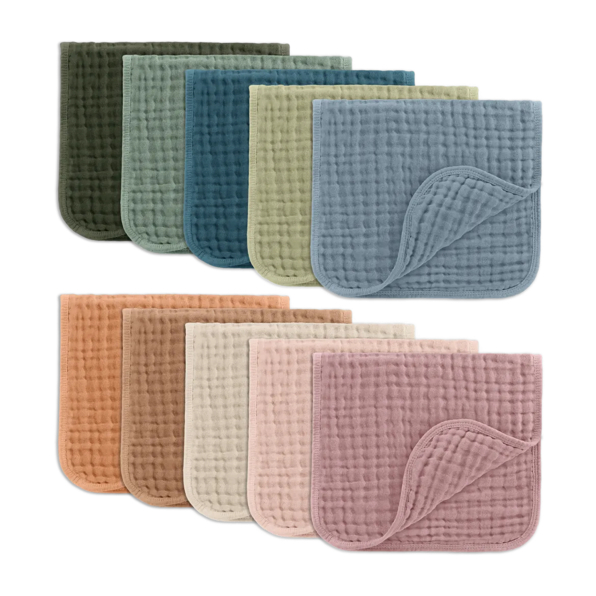 6-Layer Muslin Burp Cloths Set (10 Pack)