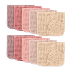 6-Layer Muslin Burp Cloths Set (10 Pack)