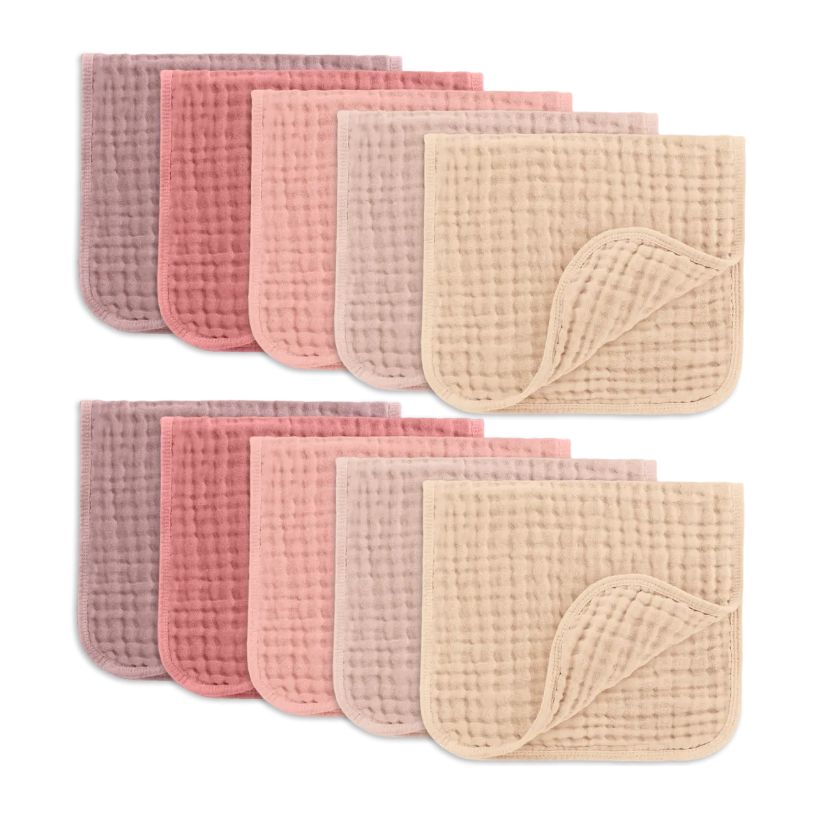 6-Layer Muslin Burp Cloths Set (10 Pack)